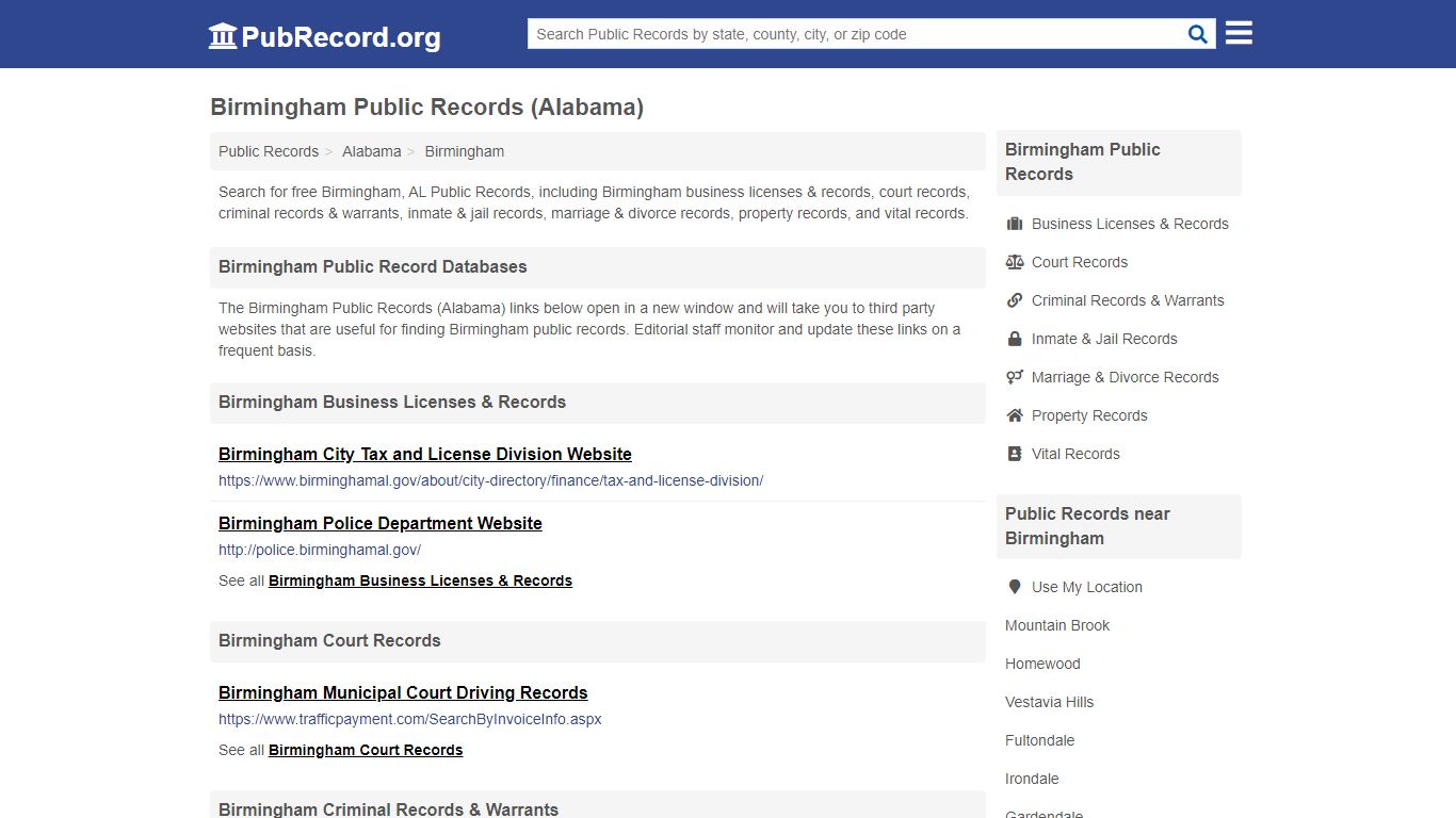 Free Birmingham Public Records (Alabama Public Records) - PubRecord.org