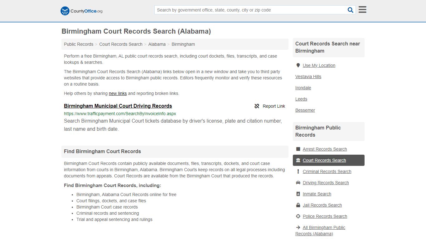 Birmingham Court Records Search (Alabama) - County Office